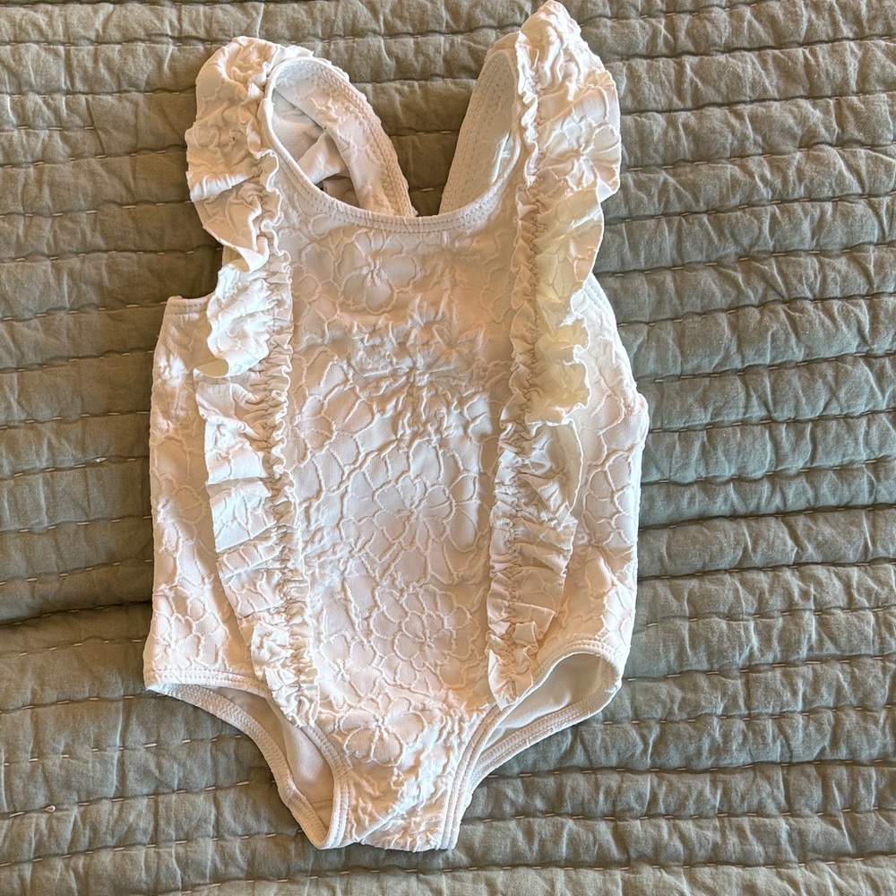 H&M White Floral Ruffle Kids One-Piece Swim